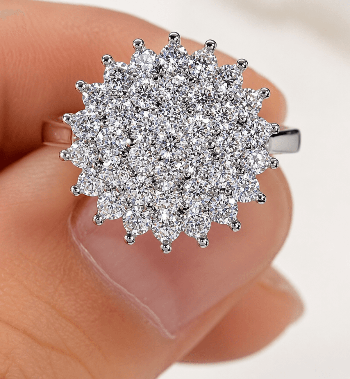Exquisite White Cluster Zirconia Round Women's Engagement Ring